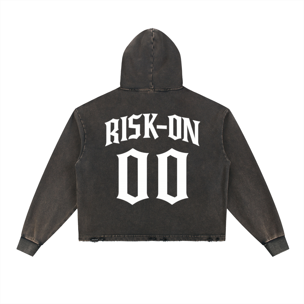 Vintage Washed Frayed-Hem Hoodie