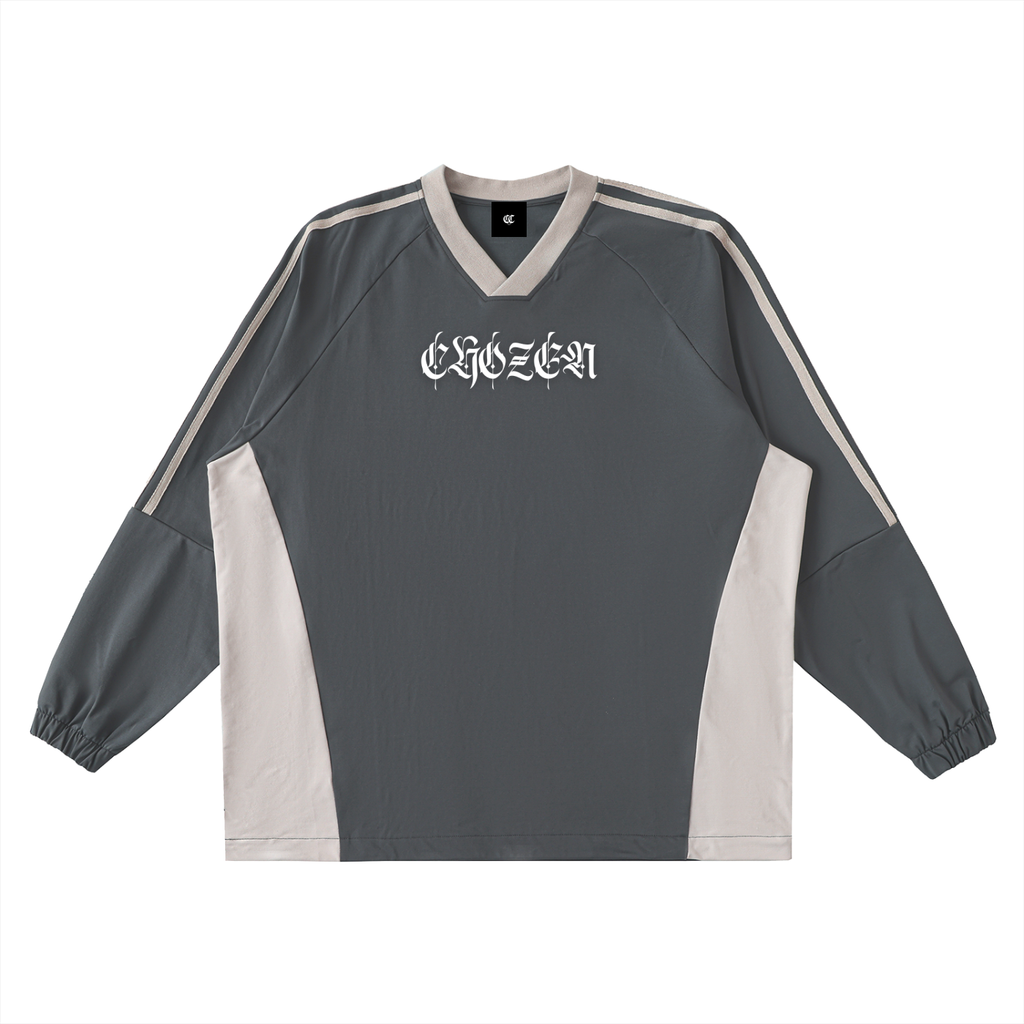 Color-Block V-Neck Long-Sleeve T-Shirt