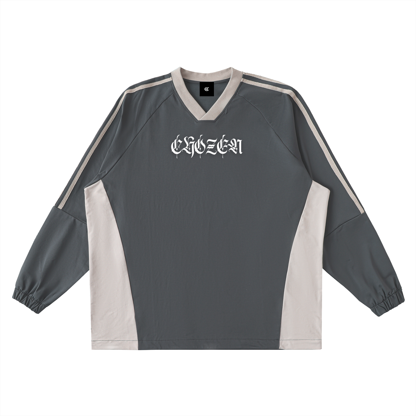 Color-Block V-Neck Long-Sleeve T-Shirt