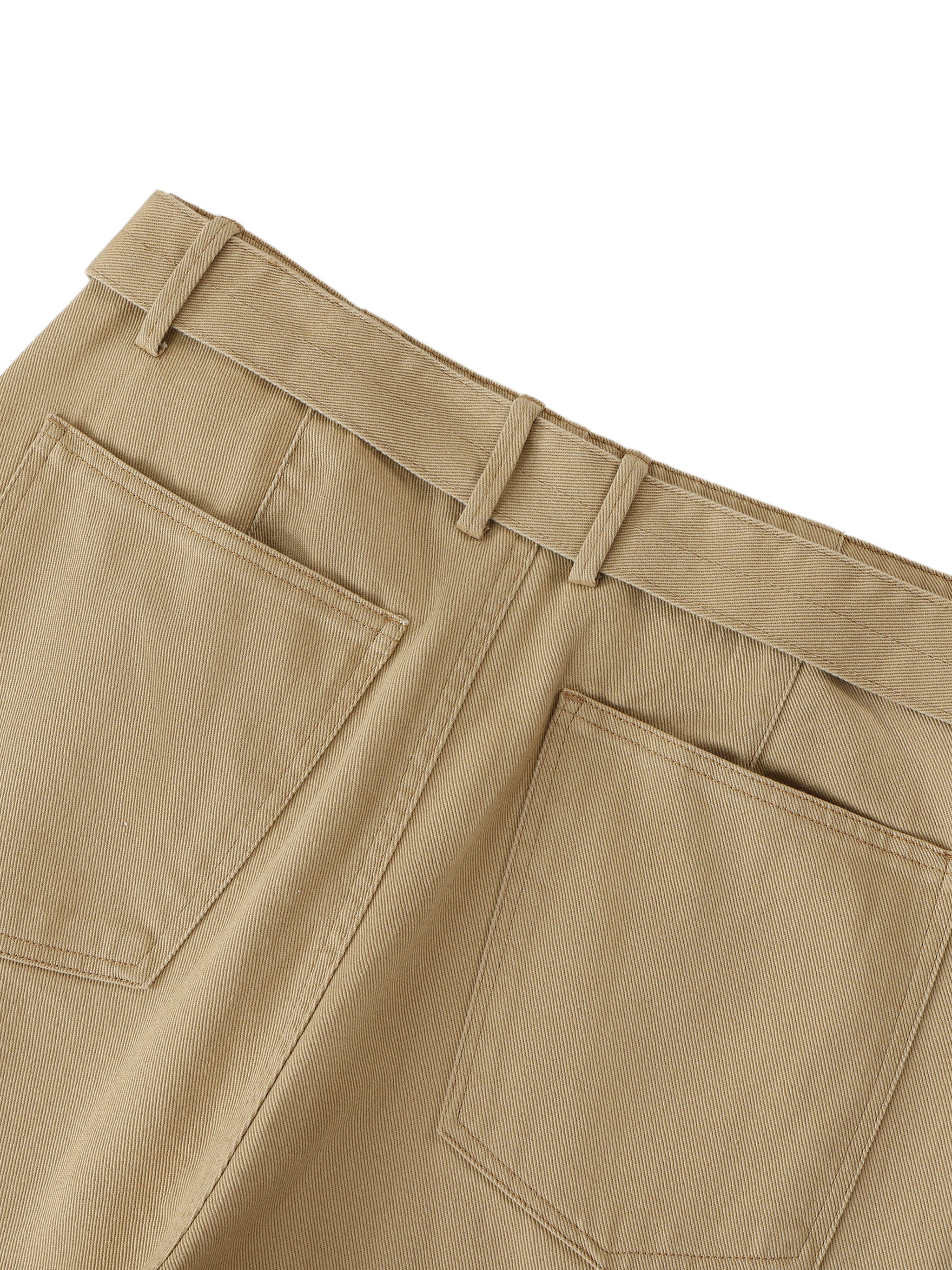 Twisted-Seam Belted Curved-Blade Pants